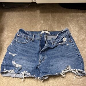 Abercrombie & Fitch Ripped Blue Jean Shorts
